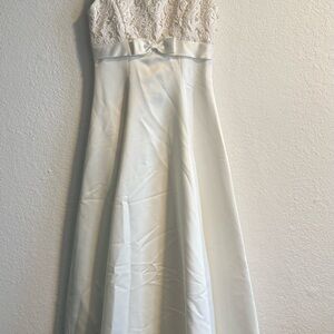 Ivory Strapless Lace Bodice A-Line Gown